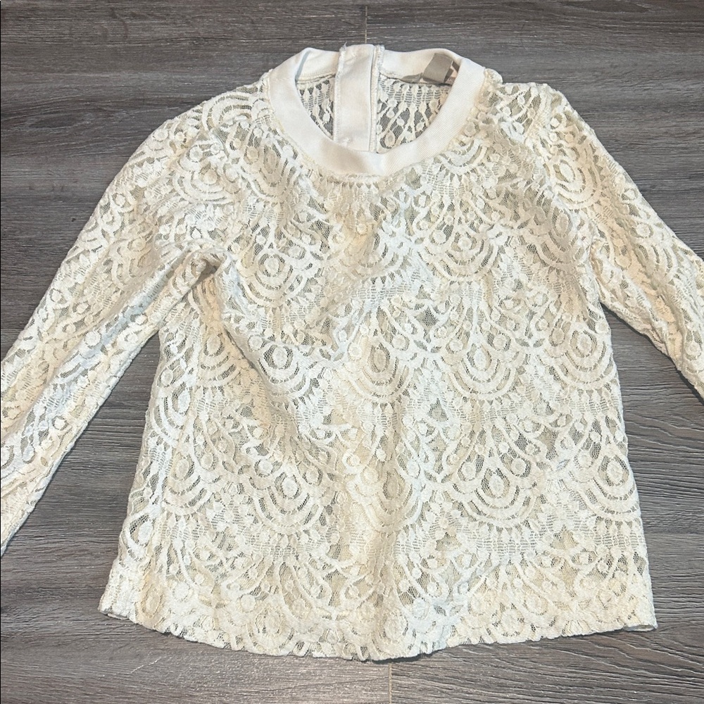 Banana Republic Cream Lace Detail Top